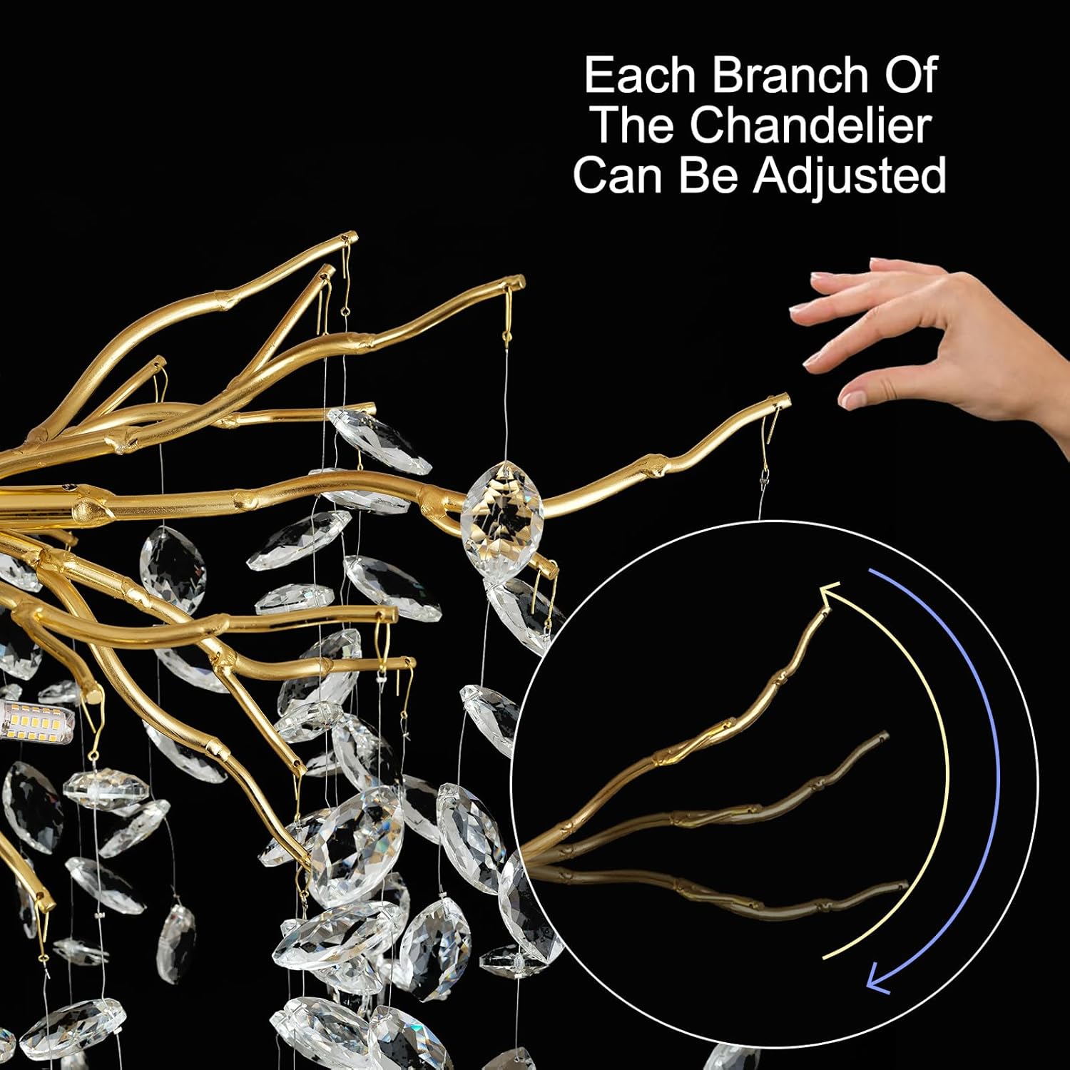 Solara Rectangular Tree Branch Chandelier 47" Tree Branch-Amarnest