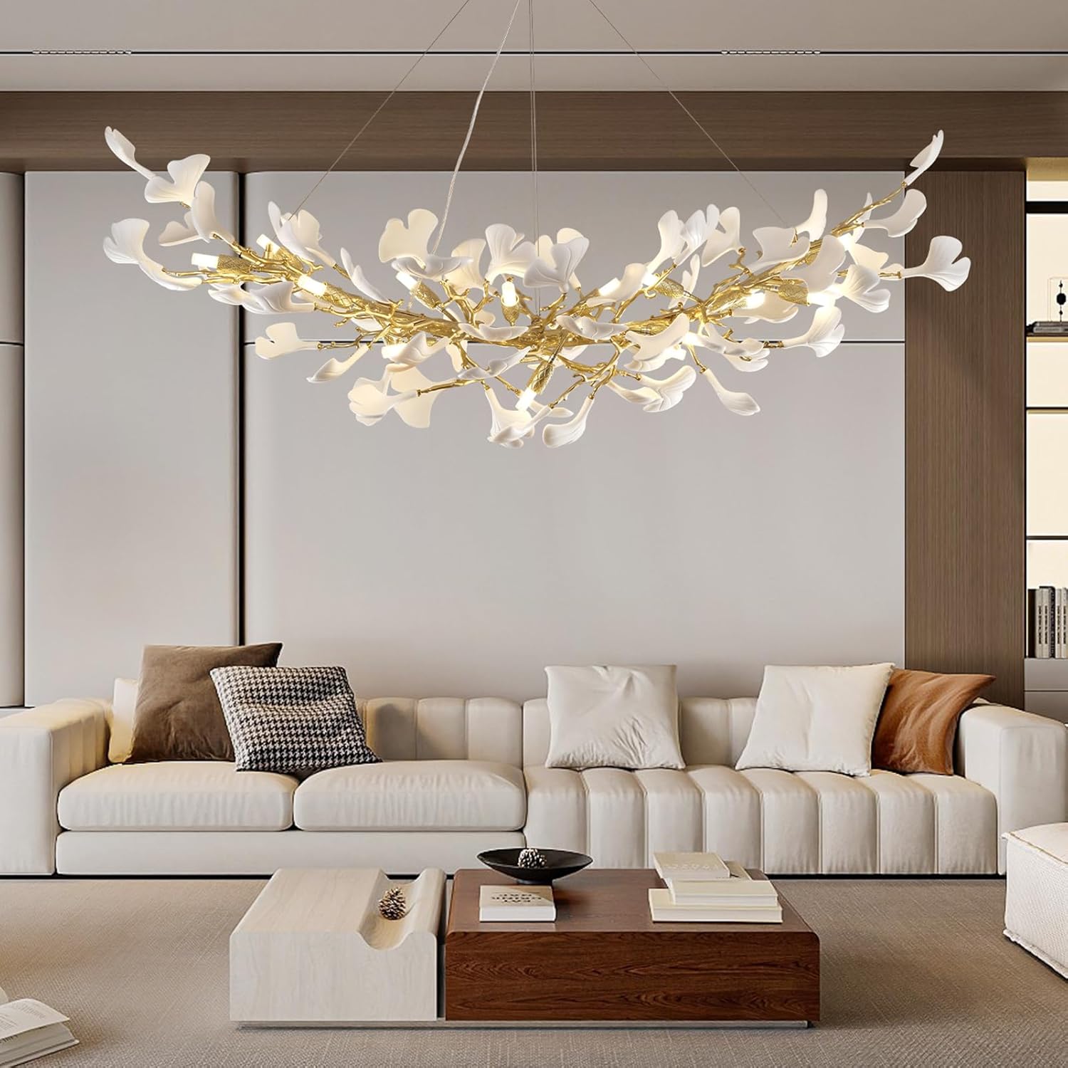 Ginkgo Rectangle Chandelier 55"-Amarnest