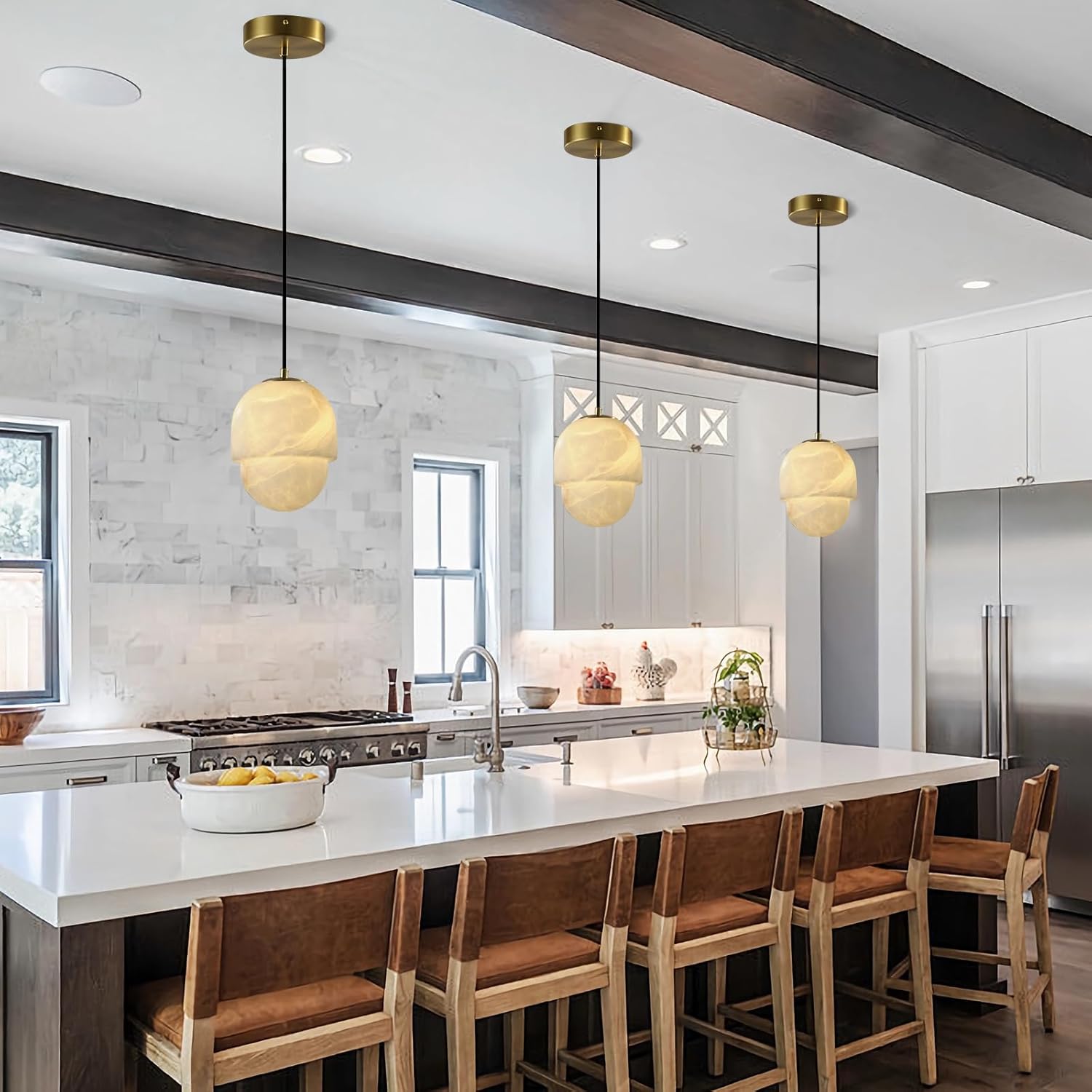 Alabaster Pendant Lights Kitchen Island-Amarnest