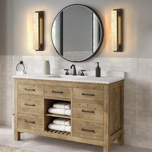 Melange Alabaster Rectangle Wall Sconces 20"-Amarnest