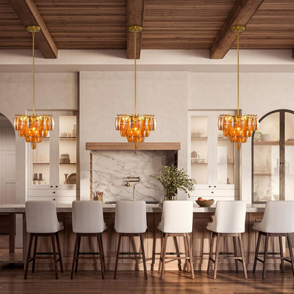 Modern Evelyn Glass Round Chandelier 17"-Amarnest
