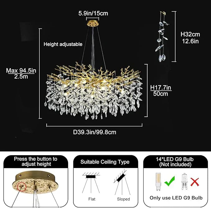 Solara Rectangular Tree Branch Chandelier 21" 30" 40" Tree Branch-Amarnest