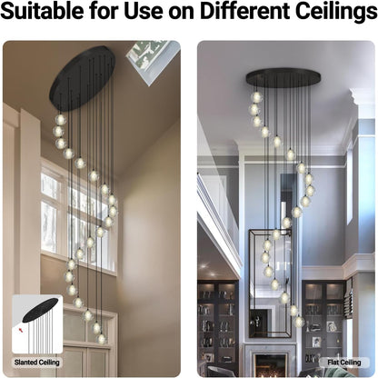 Large LED Pendant Chandeliers with Crystal Bubble Ball-Amarnest