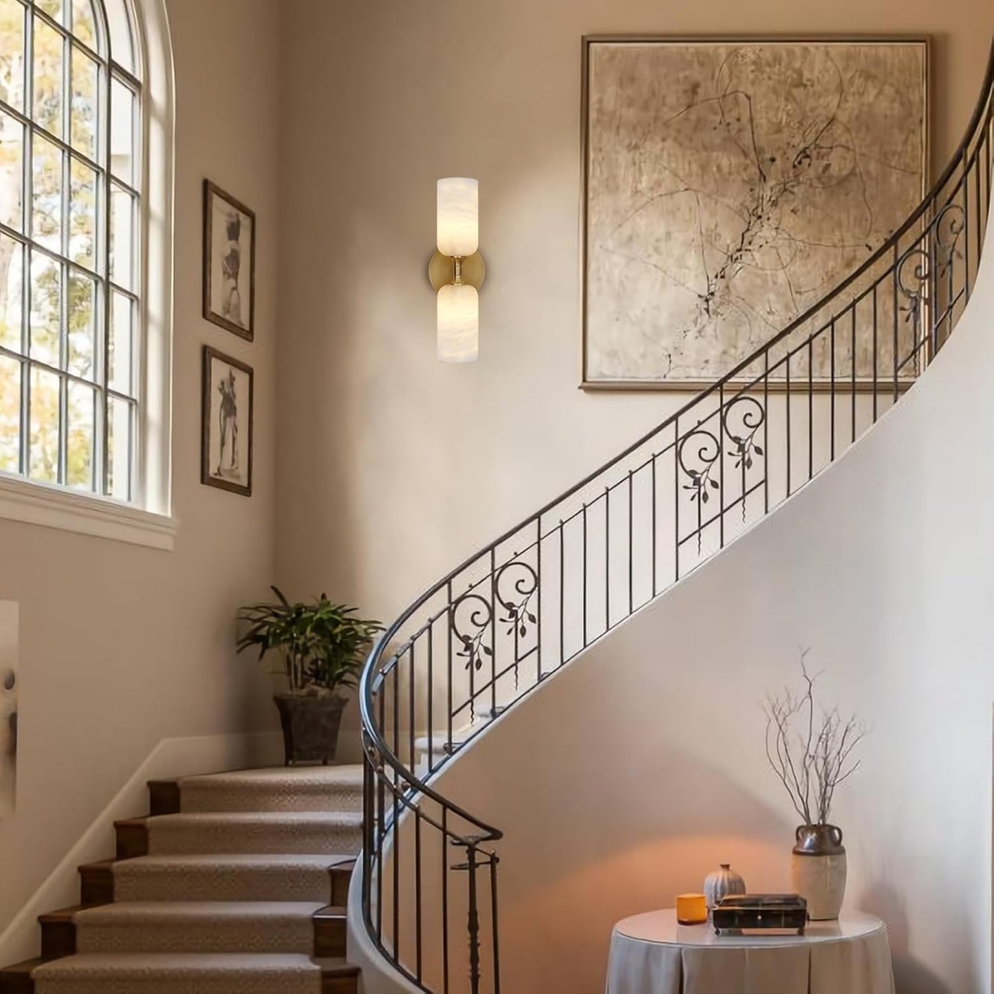Monty Alabaster Linear Wall Sconce-Amarnest