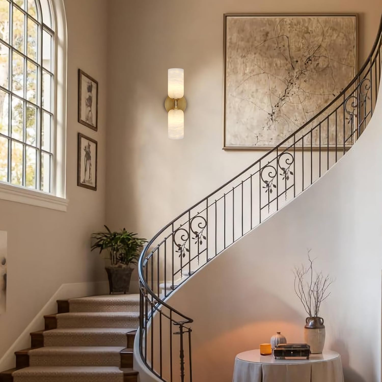 Monty Alabaster Linear Wall Sconce-Amarnest