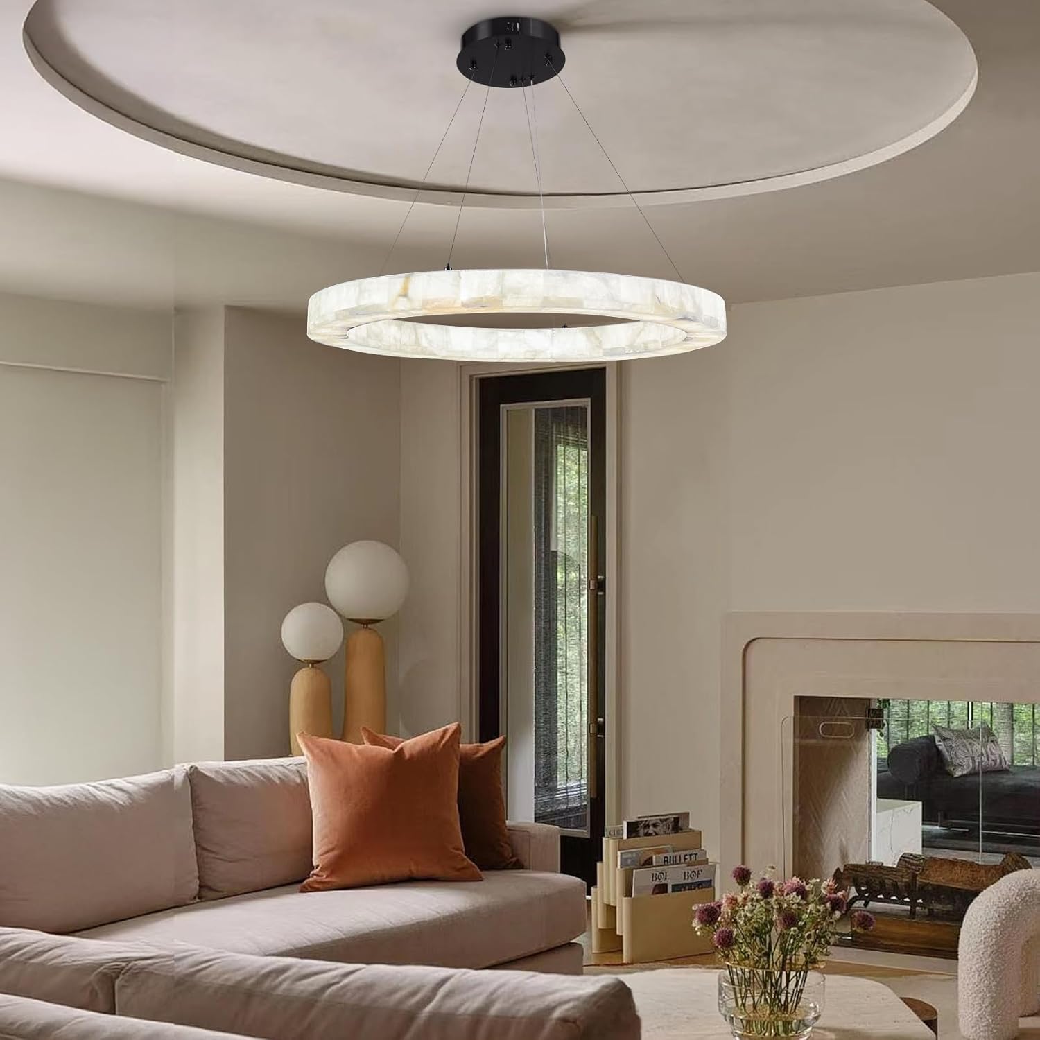Teva Alabaster Round Chandelier 31"-Amarnest