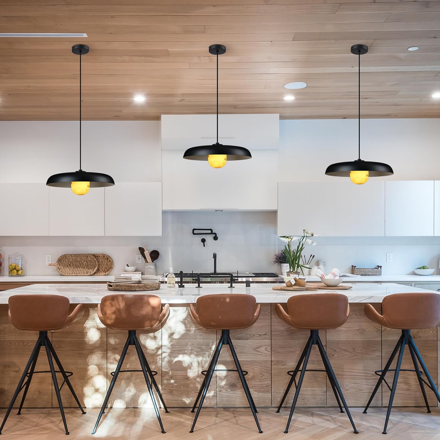 Alabaster Industrial Pendant Lights Kitchen Island-Amarnest