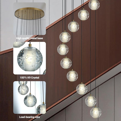 Large LED Pendant Chandeliers with Crystal Bubble Ball-Amarnest