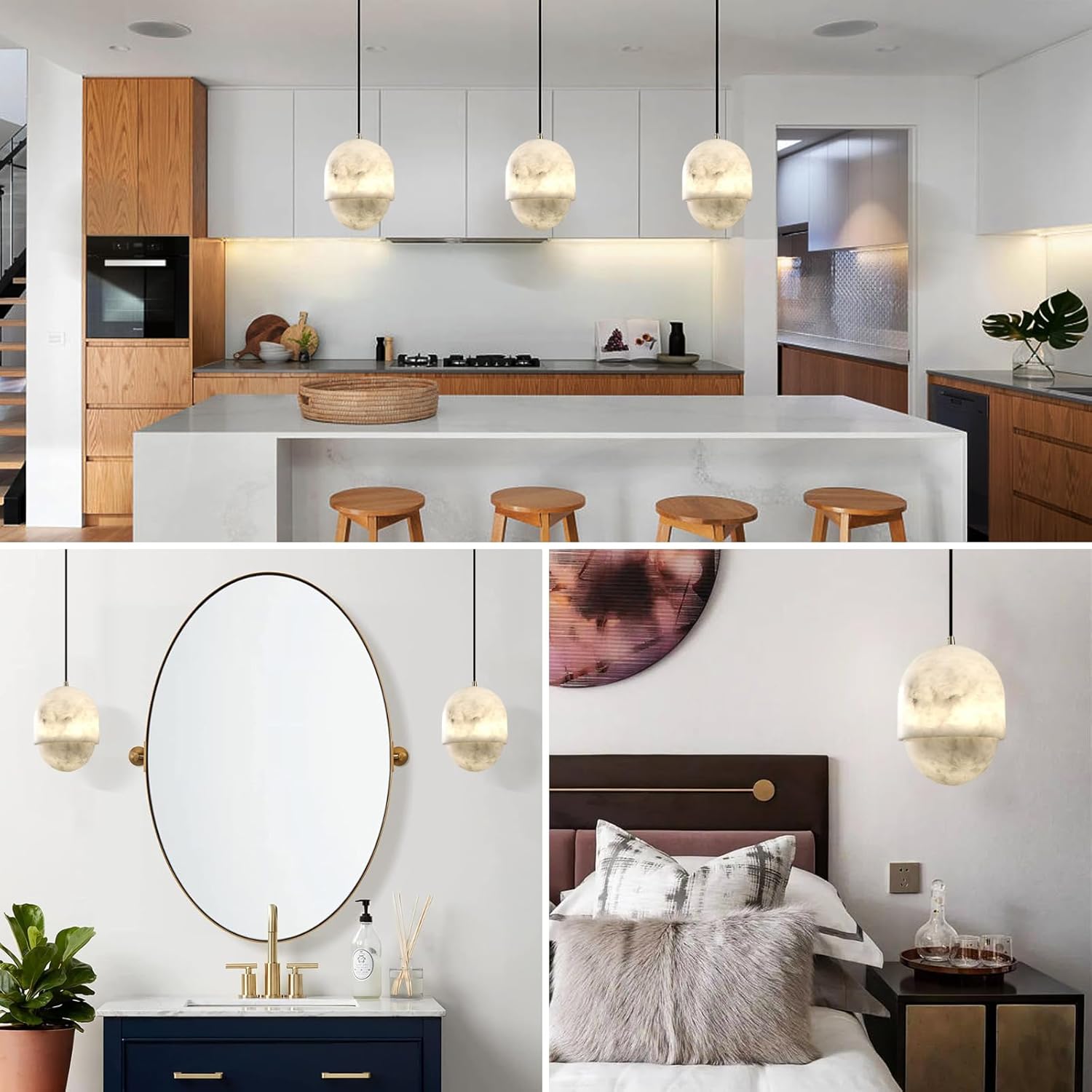 Alabaster Pendant Lights Kitchen Island-Amarnest