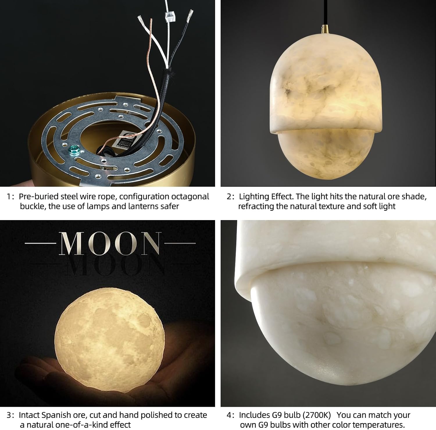 Alabaster Pendant Lights Kitchen Island-Amarnest