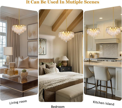 Modern Evelyn Glass Round Chandelier 17"-Amarnest