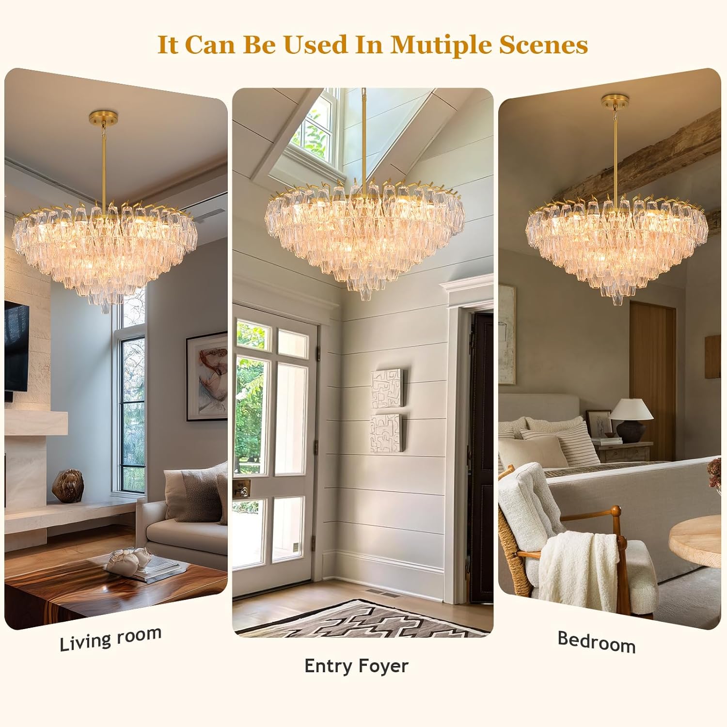 Modern Evelyn Glass Round Chandelier 36"-Amarnest