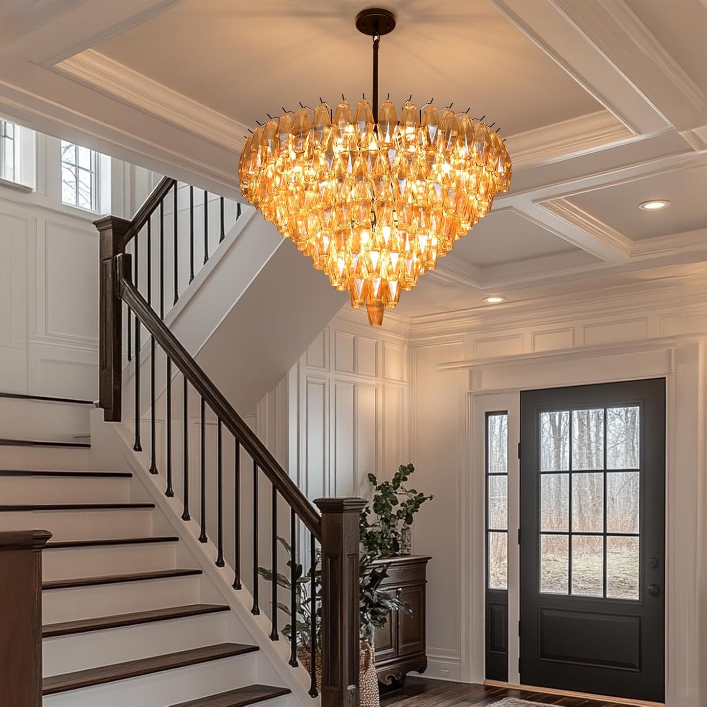 Modern Evelyn Glass Round Chandelier 36"-Amarnest