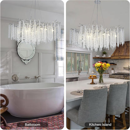 Round Silver Tree Branches Chandelier 40"-Amarnest
