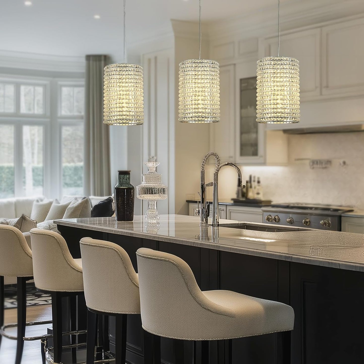 Smoke Grey Crystal Pendant Lights-Amarnest