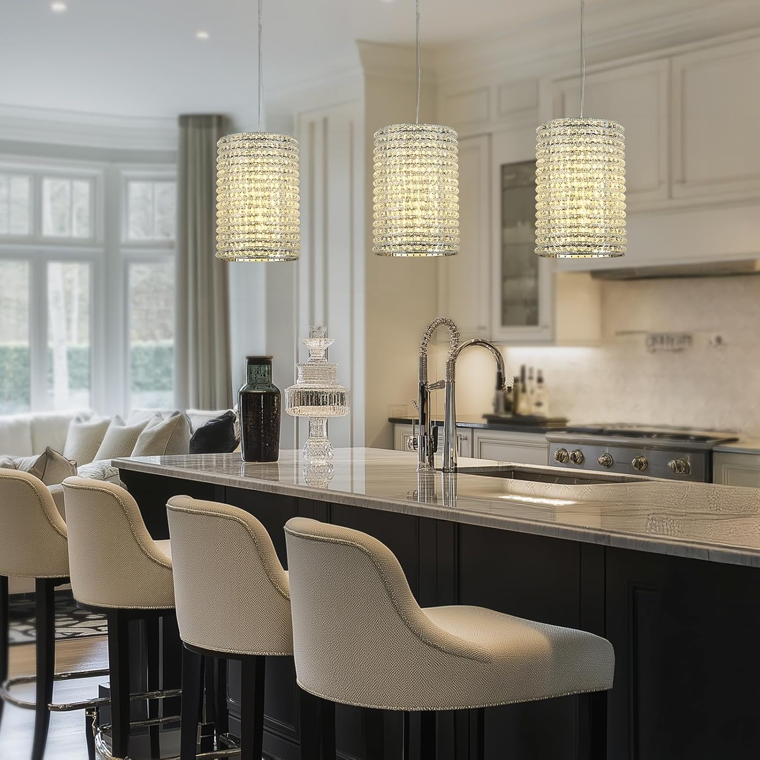 Smoke Grey Crystal Pendant Lights-Amarnest