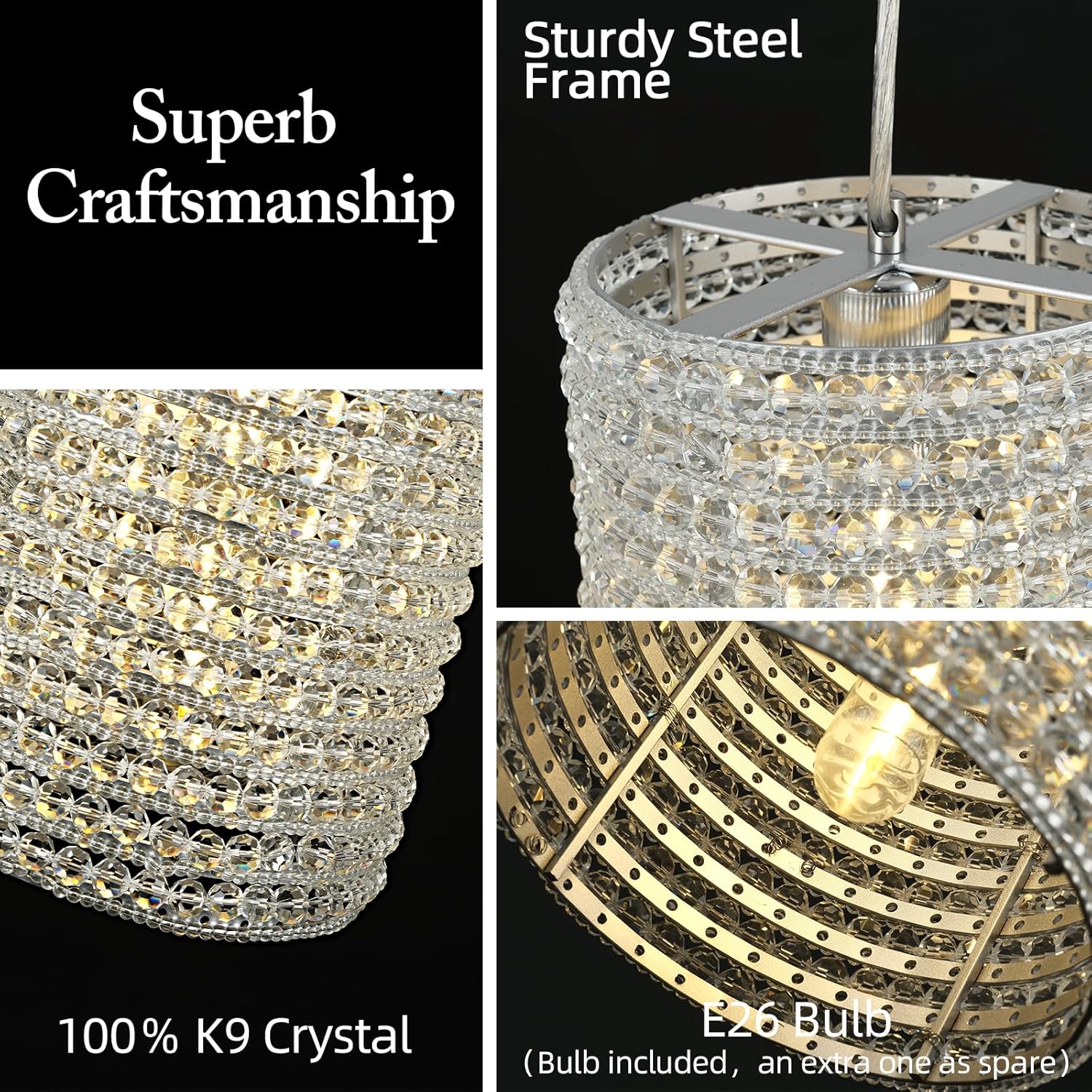 Smoke Grey Crystal Pendant Lights-Amarnest