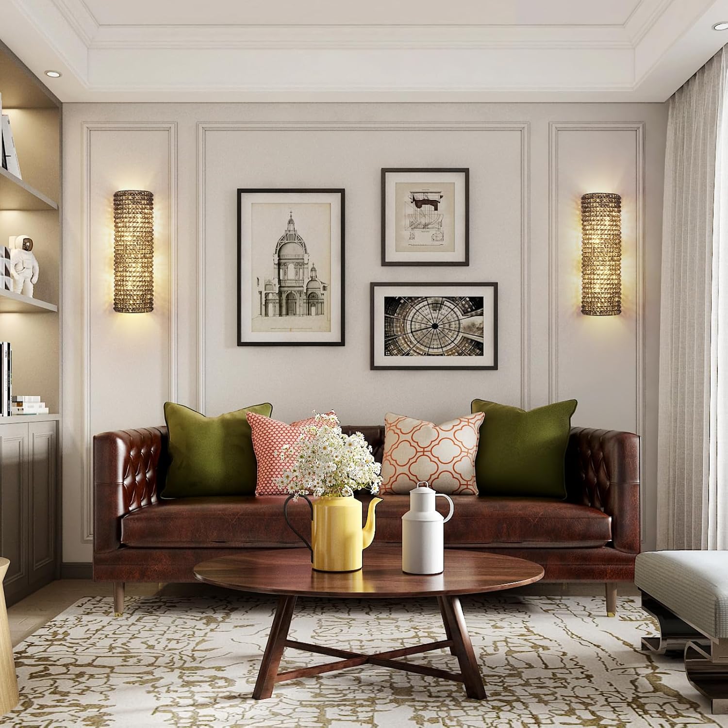 Smoke Grey Crystal Beaded Wall Sconce Light-Amarnest