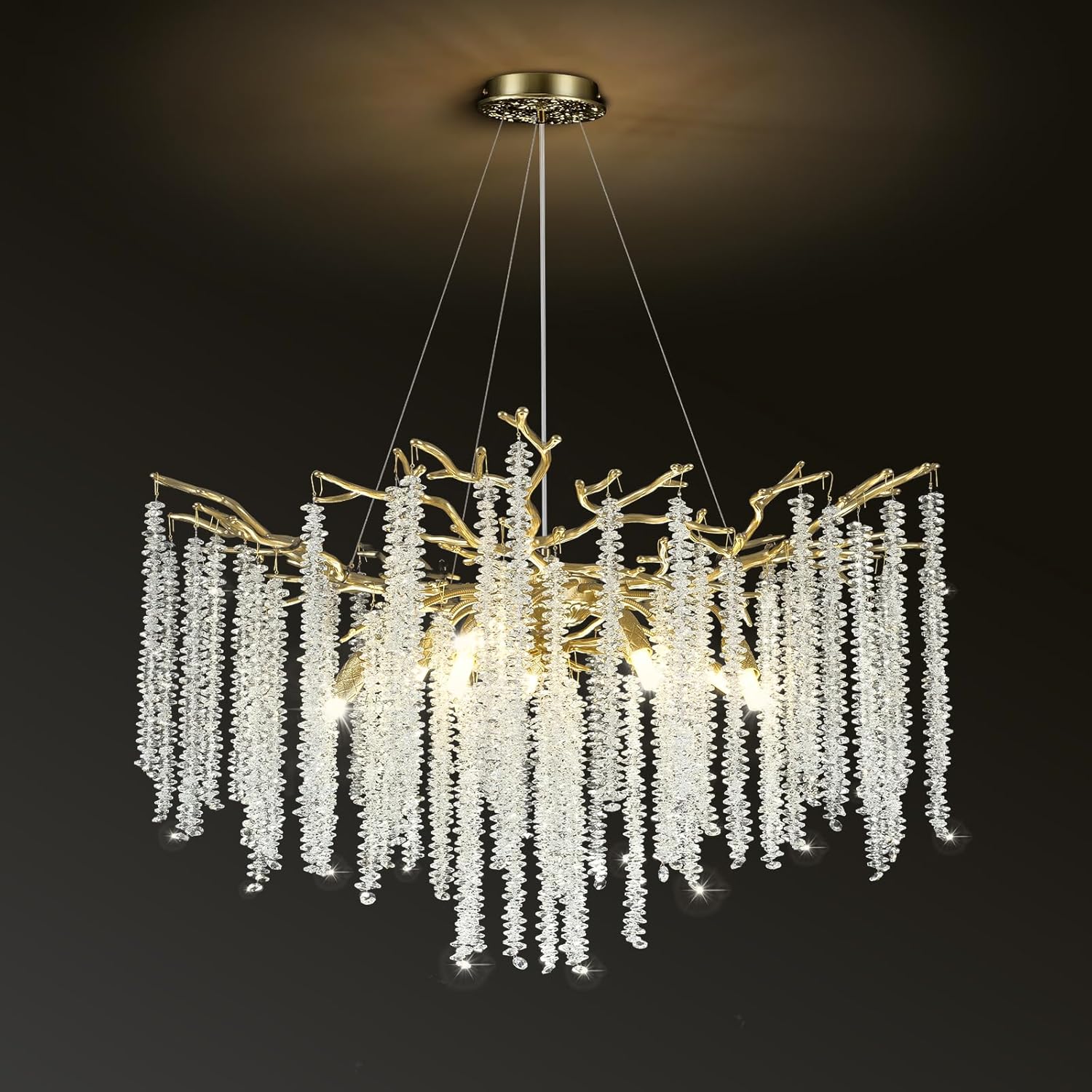 Round Gold Tree Branches Chandelier 30"-Amarnest