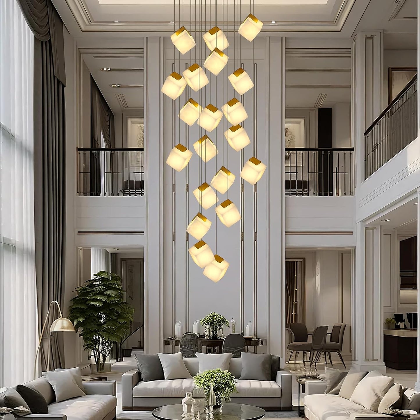 Emerson Alabaster-Box Round Chandelier 20" 24"-Amarnest