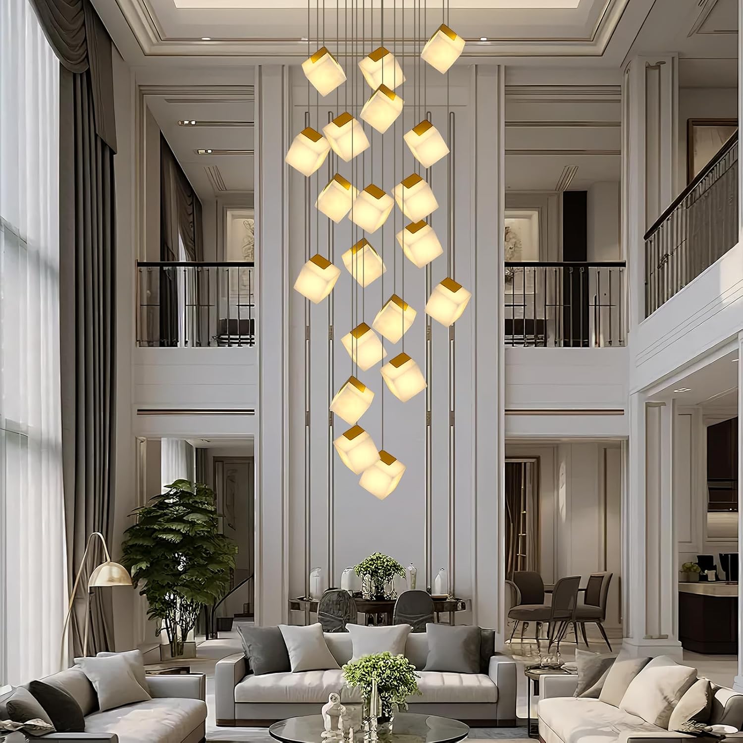 Emerson Alabaster-Box Round Chandelier 20" 24"-Amarnest