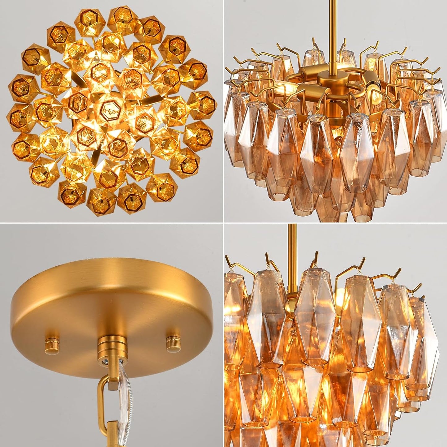Modern Evelyn Glass Round Chandelier 17"-Amarnest