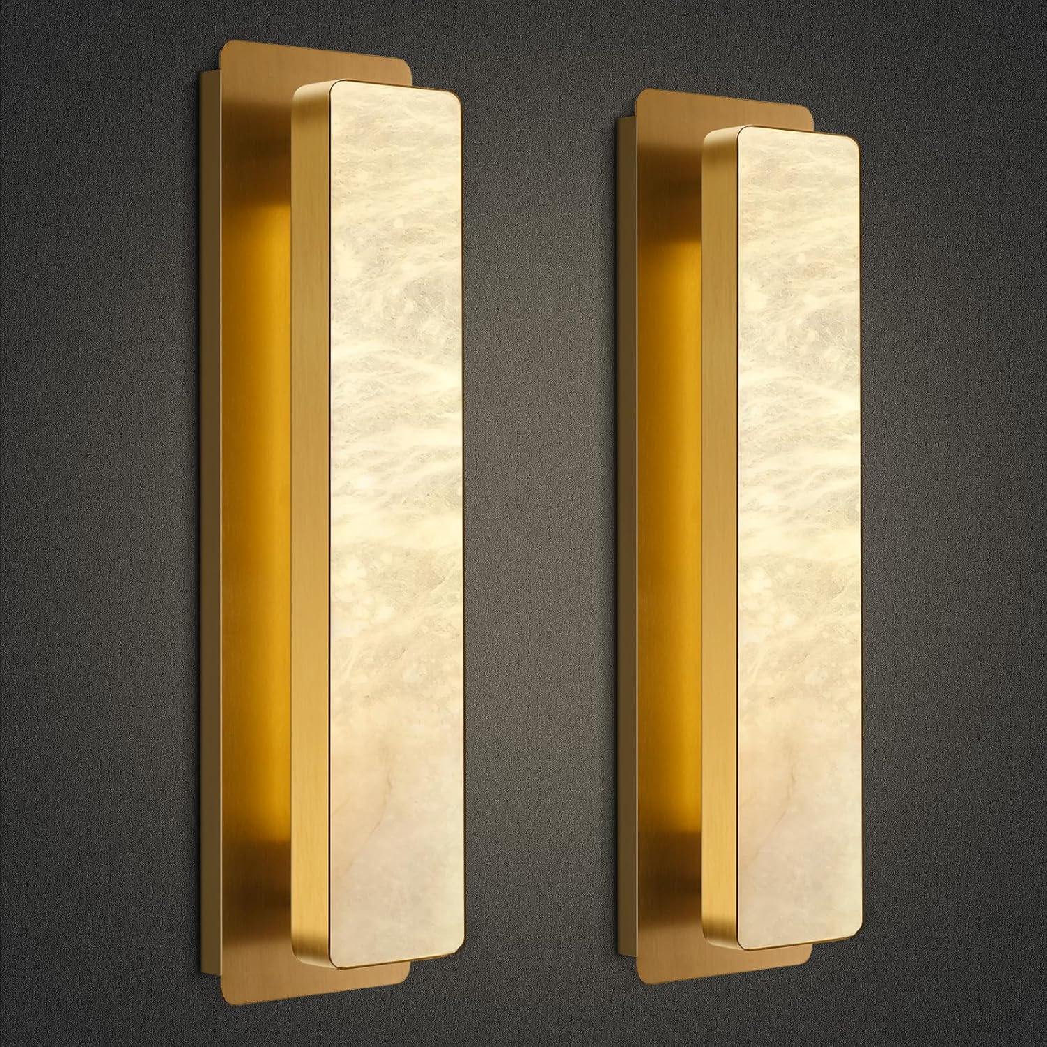 Melange Alabaster Rectangle Wall Sconces 20"-Amarnest