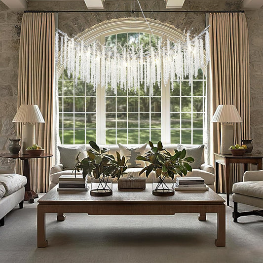 Round Silver Tree Branches Chandeliers L55"-Amarnest