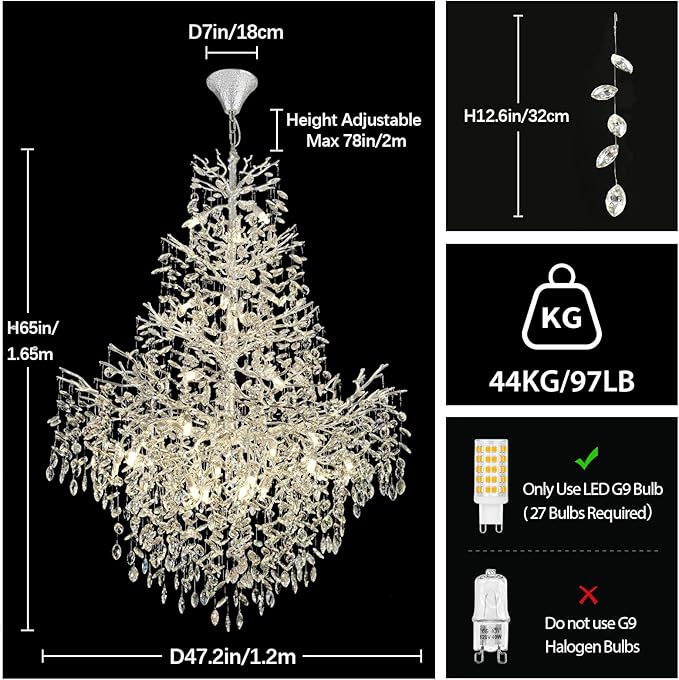 Solara Round Tree Branch Chandelier 47"-Amarnest