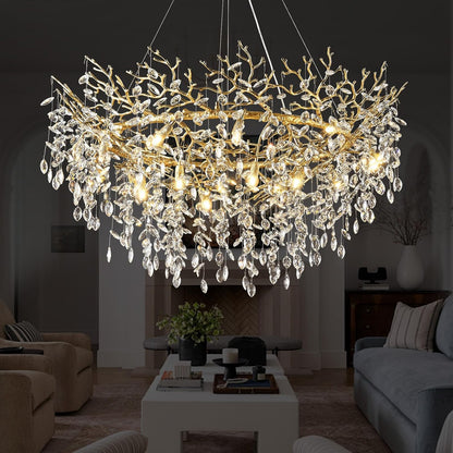 Solara Round Tree Branch Chandelier 48"-Amarnest