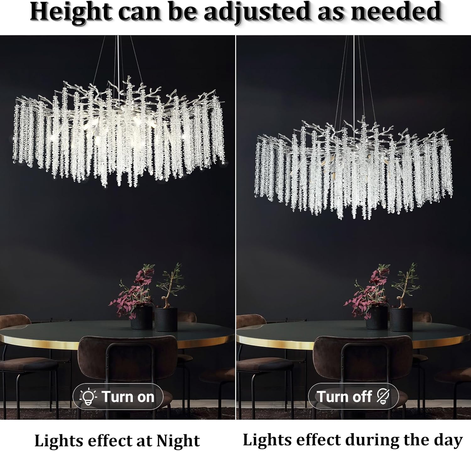 Round Silver Tree Branches Chandelier 40"-Amarnest