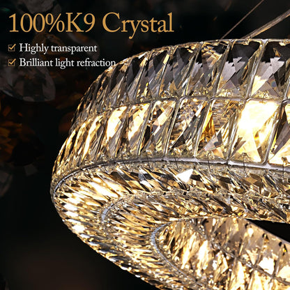 K9 Crystal Round/Rectangular Chandelier 32"-Amarnest
