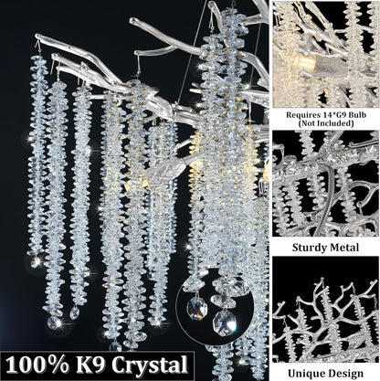 Round Silver Tree Branches Chandelier 40"-Amarnest