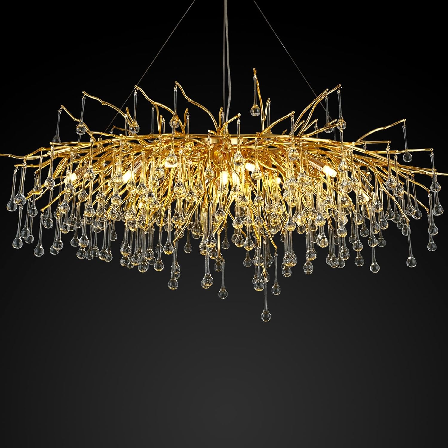 Gold Raindrop Crystal Chandelier-Amarnest
