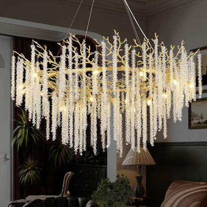 Round Gold Tree Branches Chandelier 47"-Amarnest