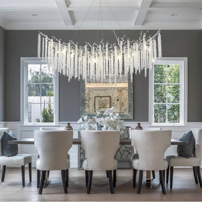 Round Silver Tree Branches Chandeliers L55"-Amarnest