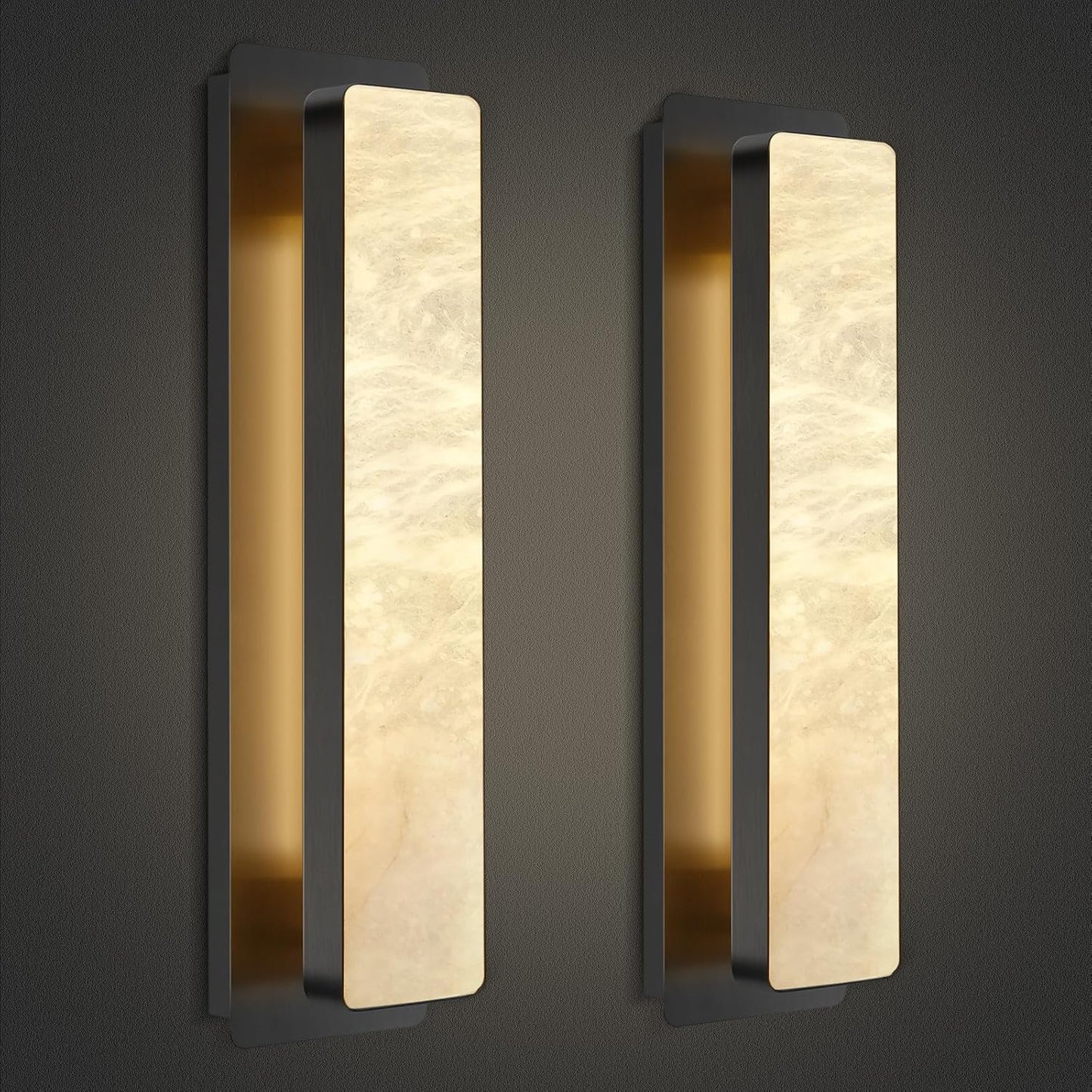 Melange Alabaster Rectangle Wall Sconces 20"-Amarnest