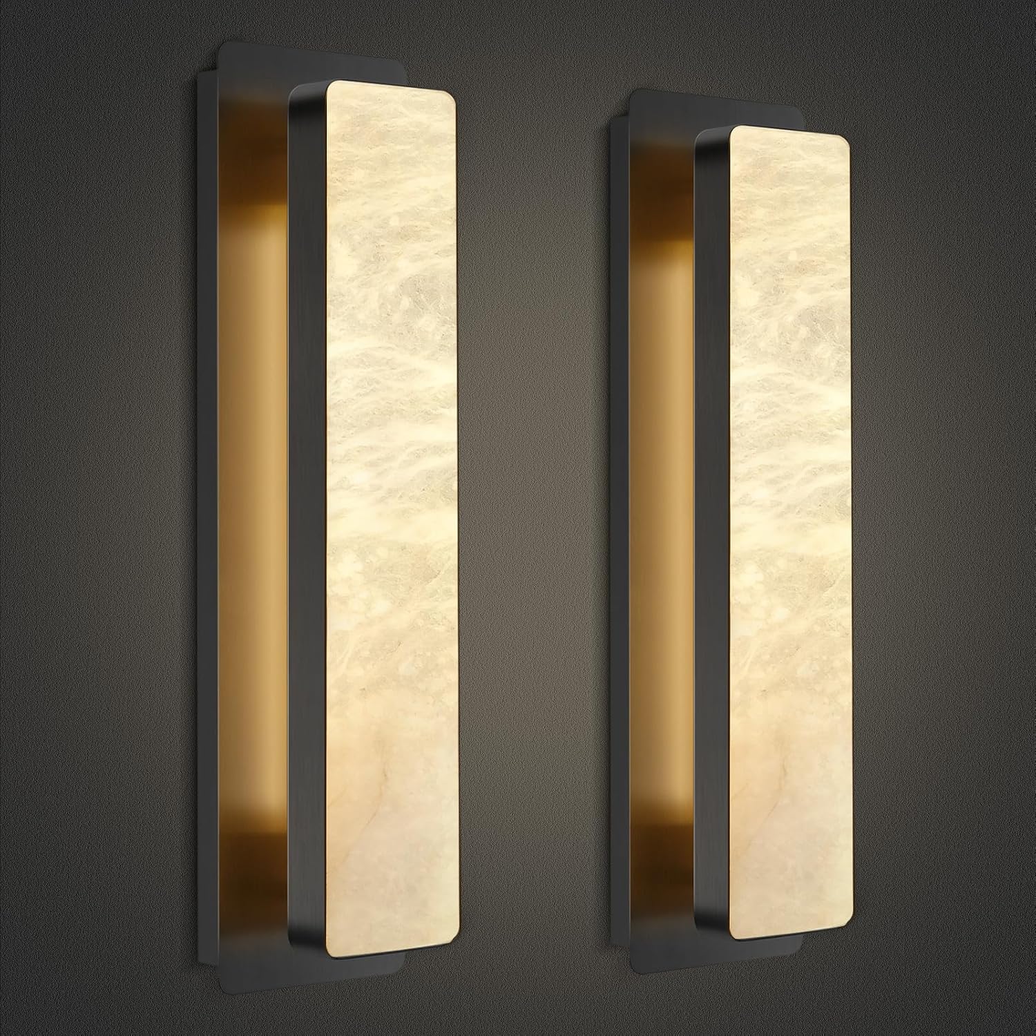 Melange Alabaster Rectangle Wall Sconces 20"-Amarnest