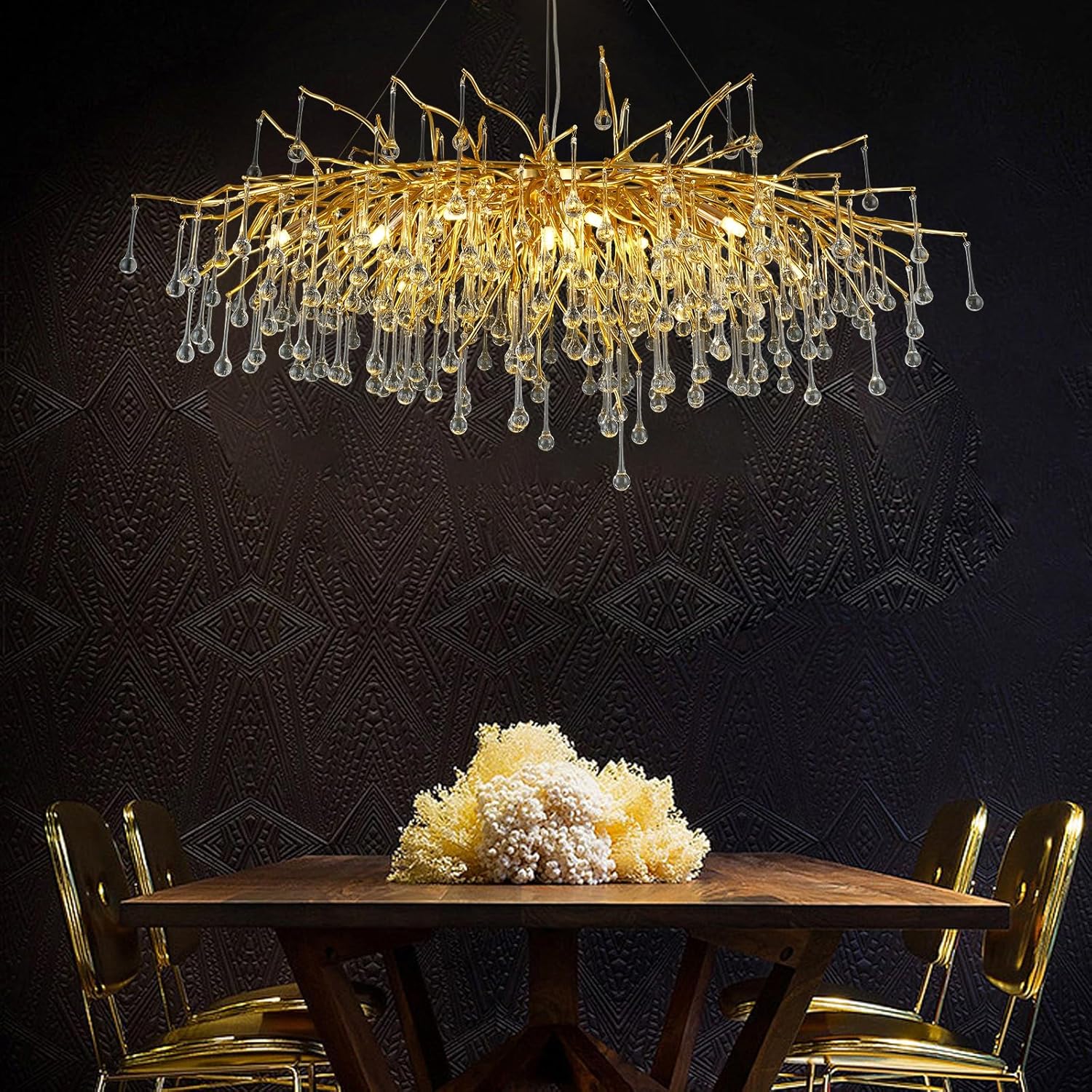 Gold Raindrop Crystal Chandelier-Amarnest