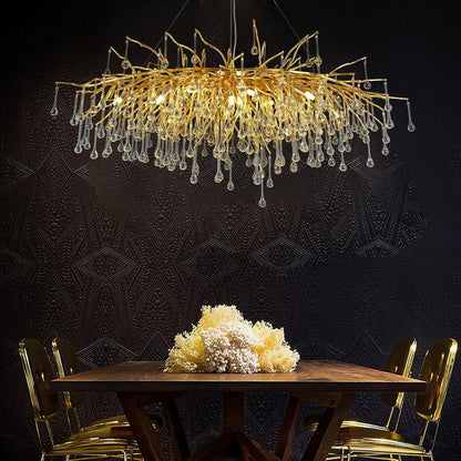 Gold Raindrop Crystal Chandelier-Amarnest