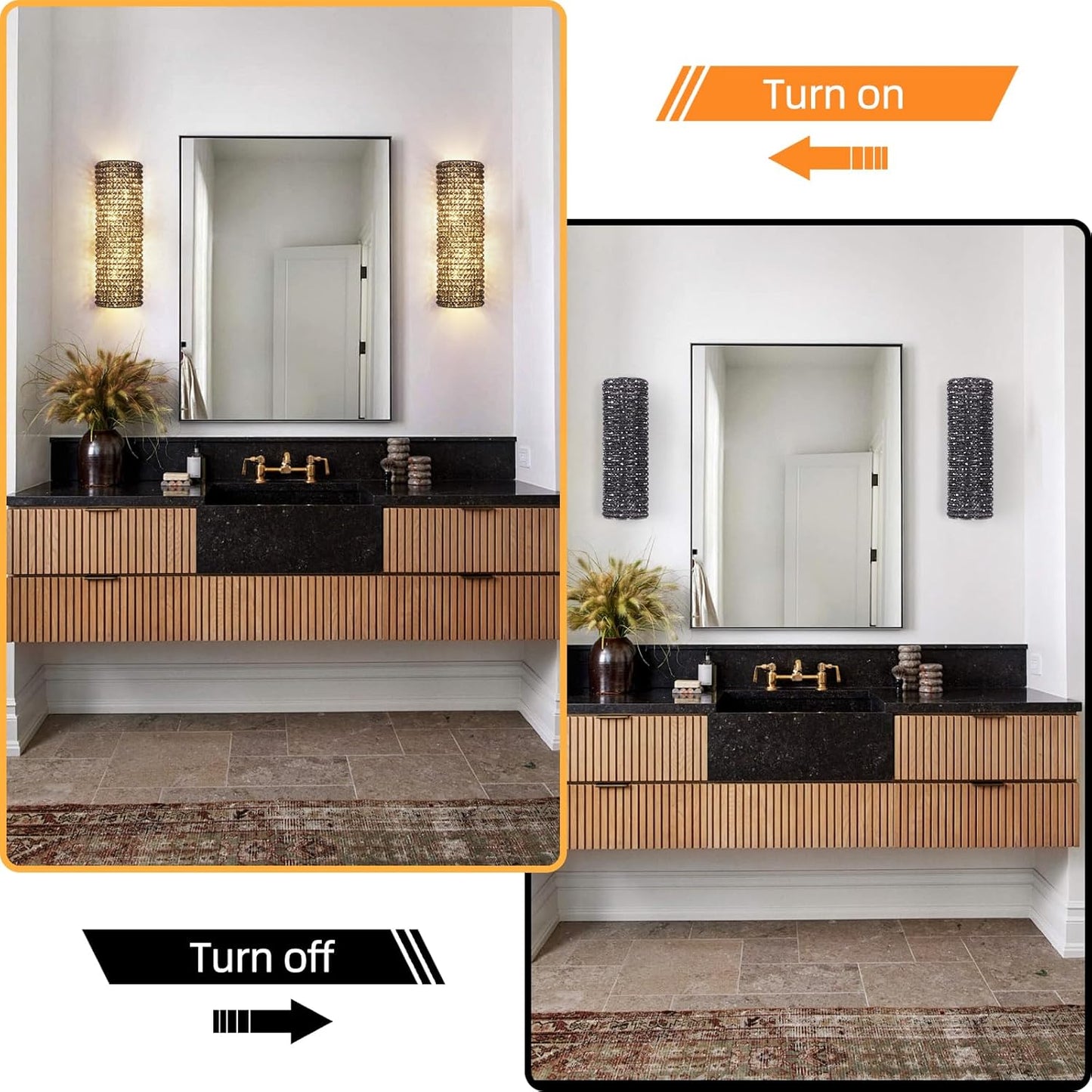 Smoke Grey Crystal Beaded Wall Sconce Light-Amarnest