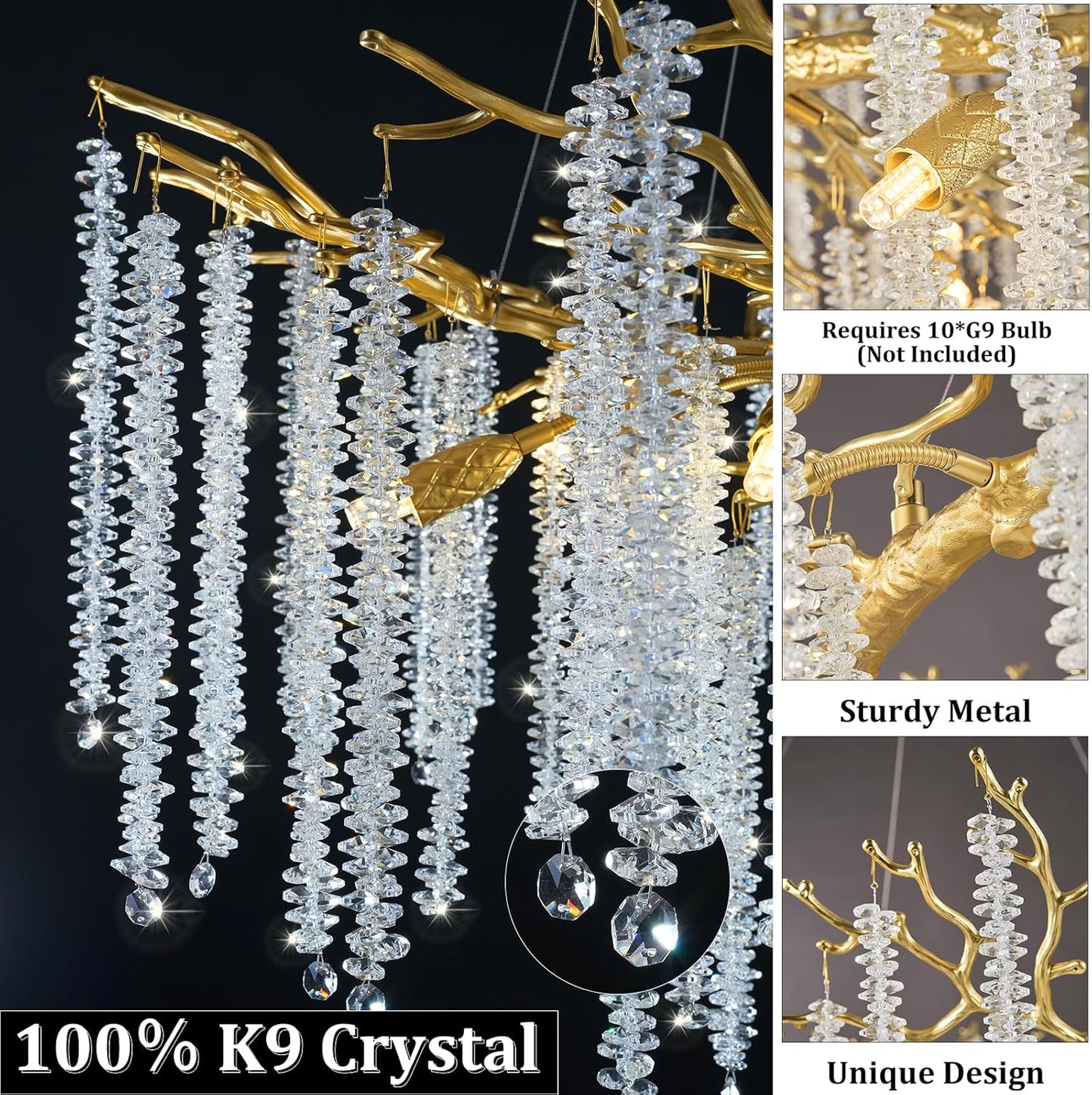 Round Gold Tree Branches Chandelier 30"-Amarnest