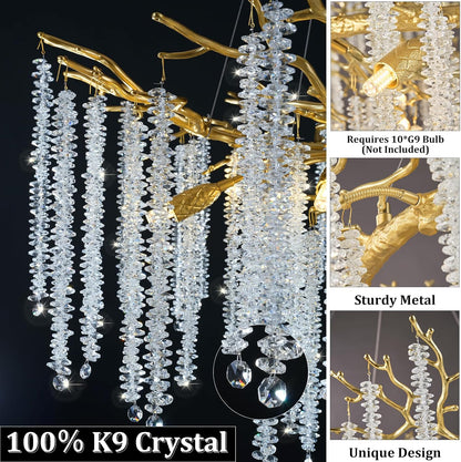 Round Gold Tree Branches Chandelier 30"-Amarnest