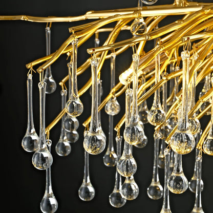 Gold Raindrop Crystal Chandelier-Amarnest