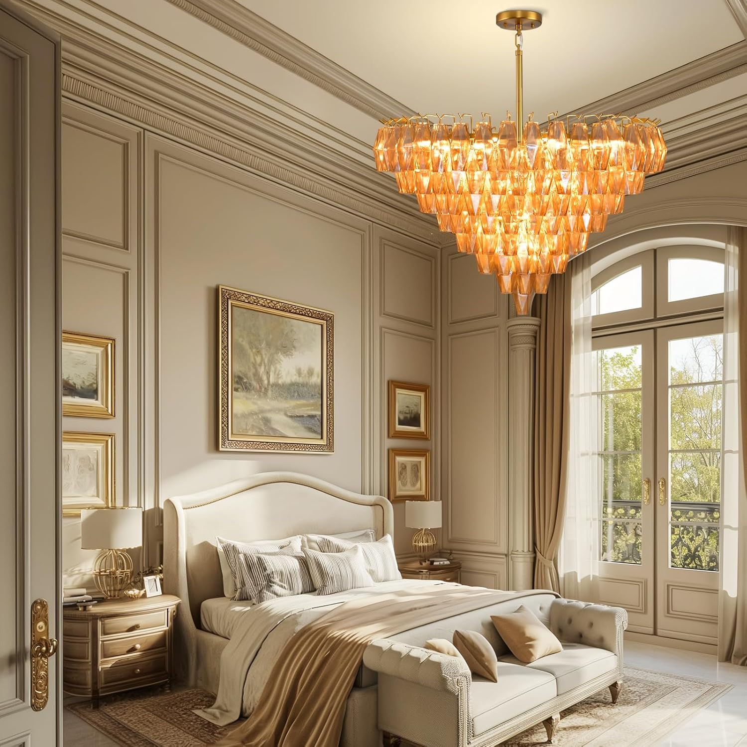 Modern Evelyn Glass Round Chandelier 36"-Amarnest