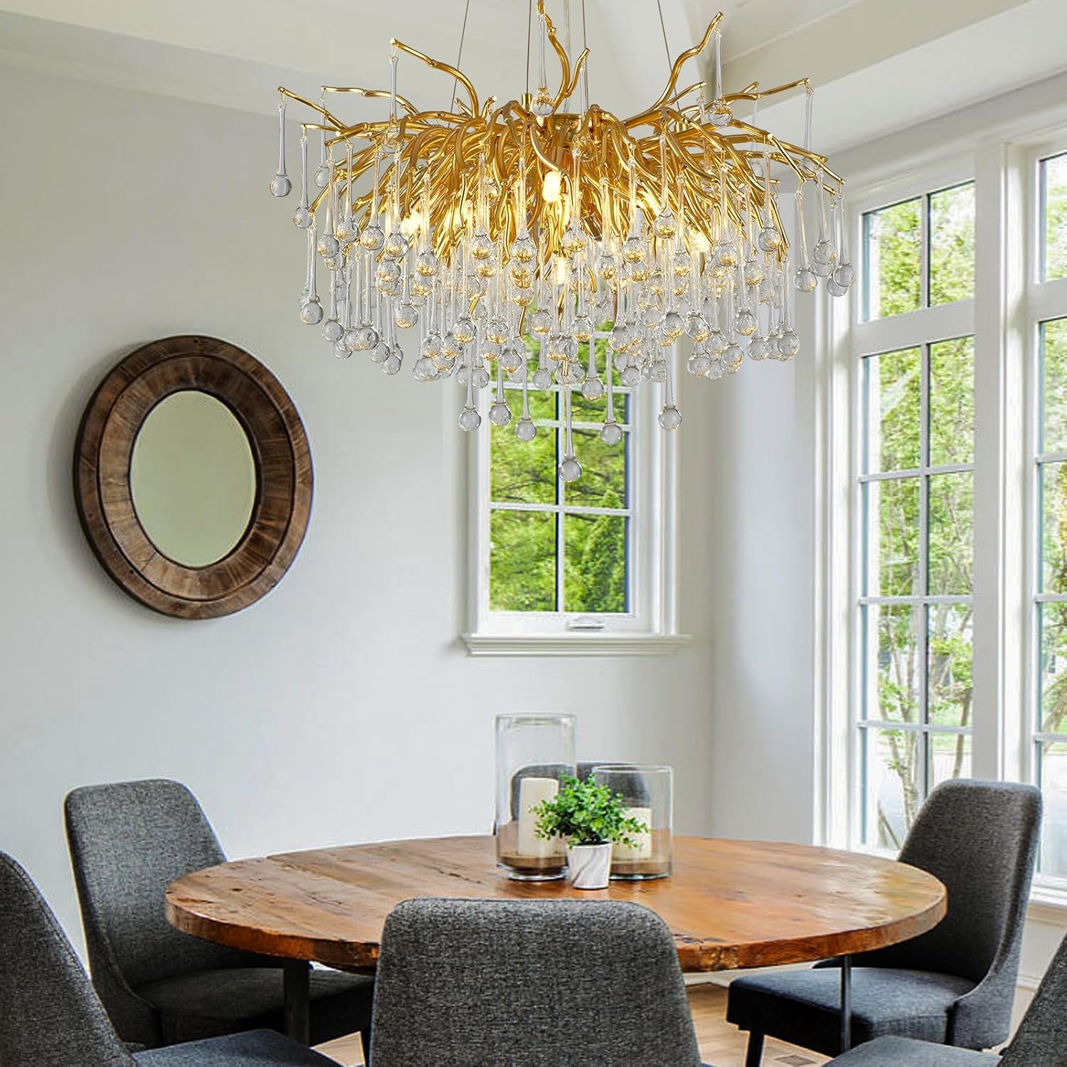 Gold Raindrop Crystal Chandelier-Amarnest