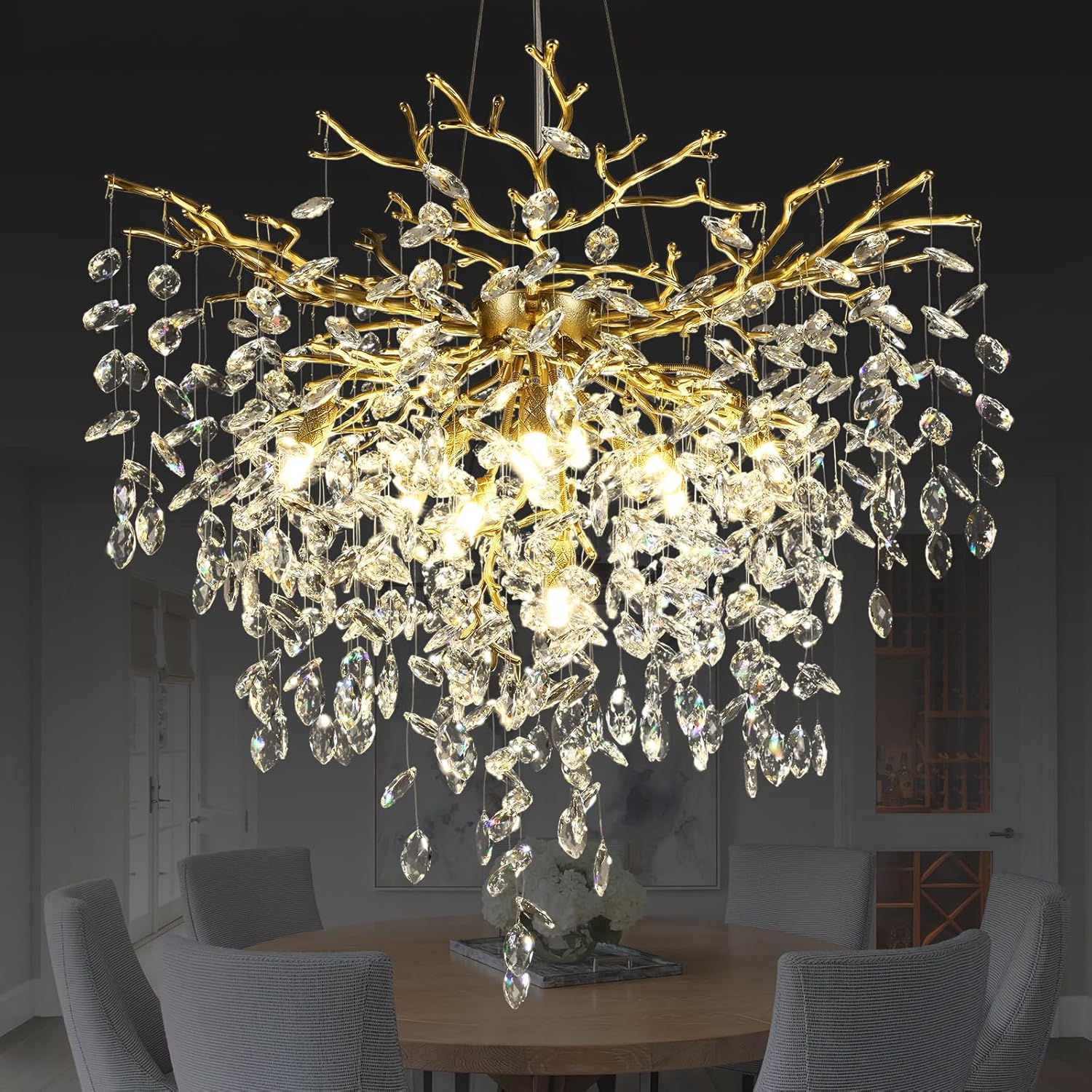 Solara Round Tree Branch Chandelier 24" 32" 40" Tree Branch-Amarnest