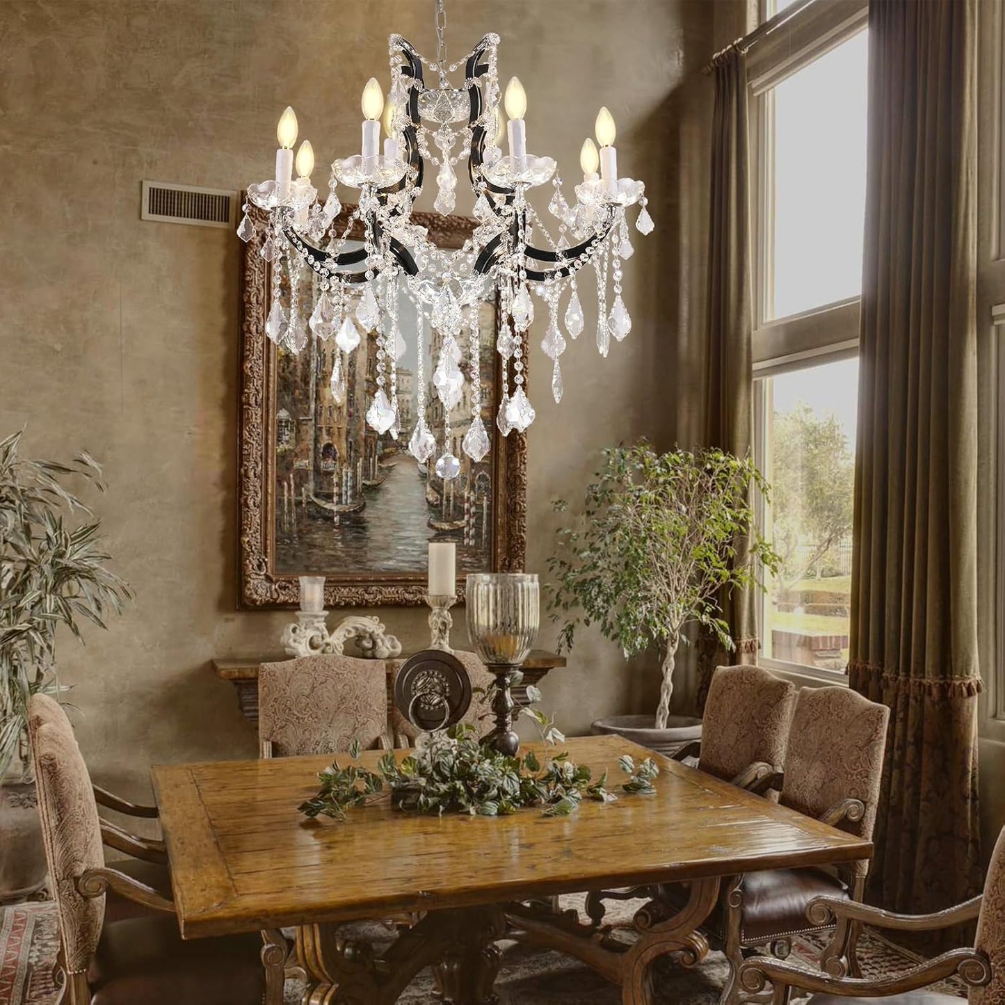 Luxurious Rococo Iron & Crystal Chandelier-Amarnest