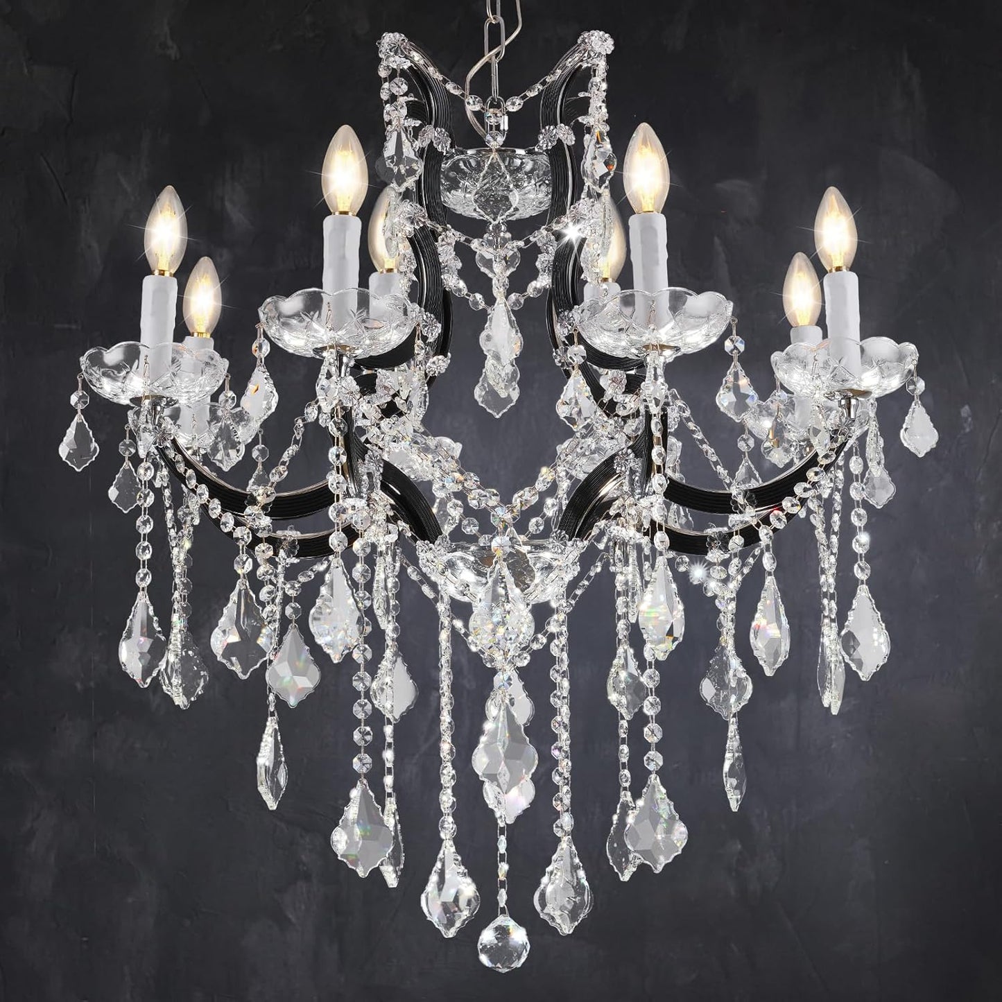 Luxurious Rococo Iron & Crystal Chandelier-Amarnest