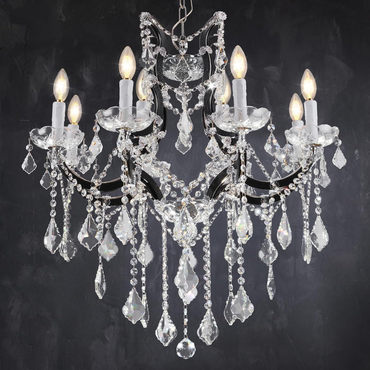 Luxurious Rococo Iron & Crystal Chandelier-Amarnest